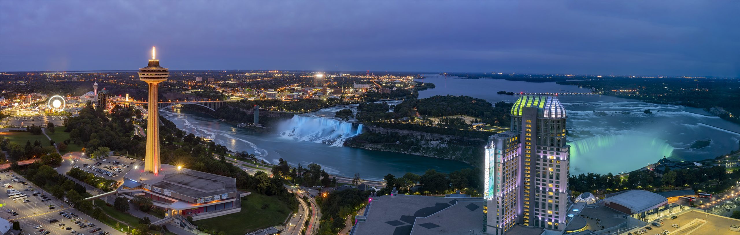 Niagara Falls Aerial View In Night